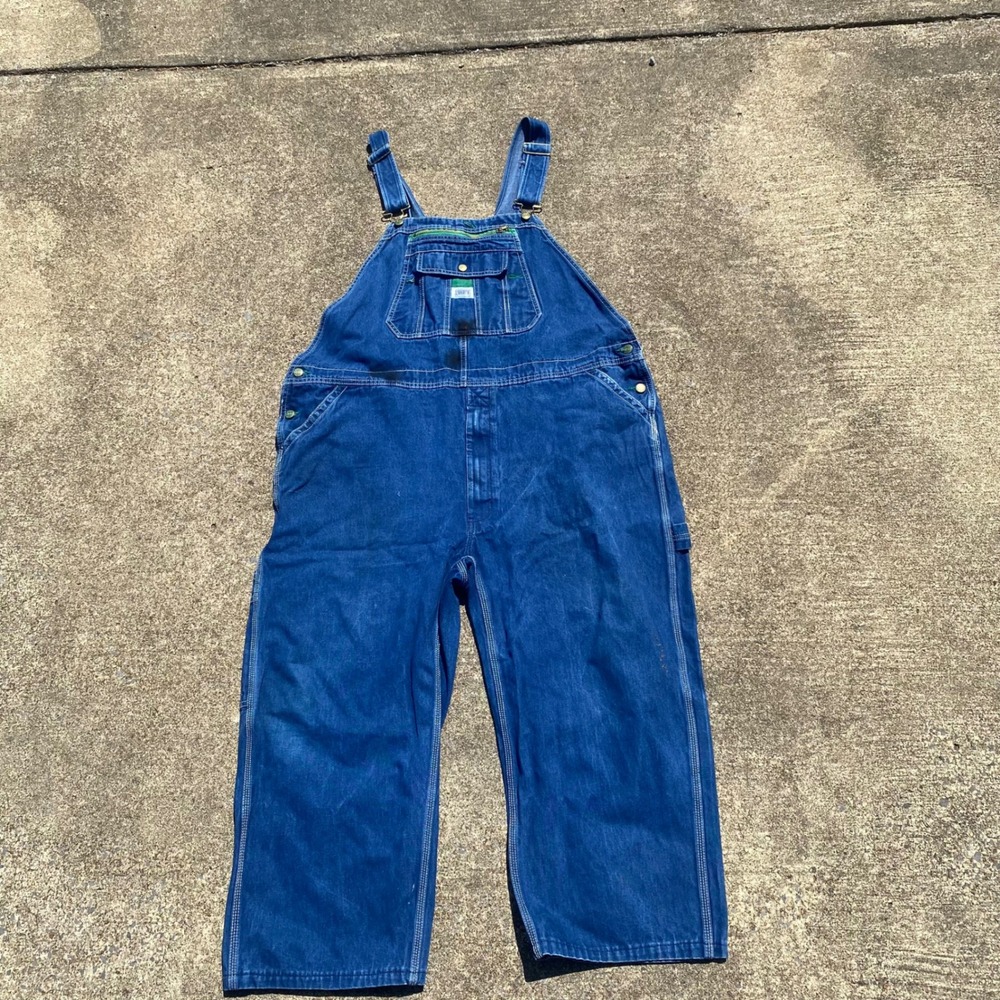 Liberty Denim Bib Overalls Mens 46x28 Blue Workwear Utility Carpenter HAS SPOTS